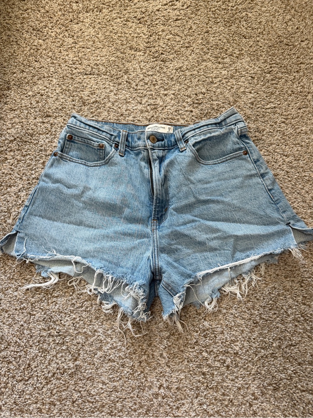 Abercrombie & Fitch Light Blue Distressed Denim Shorts